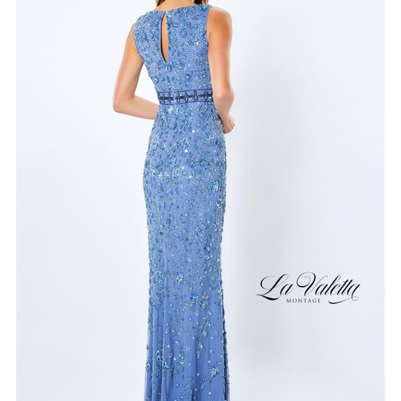 La Valletta by Mon Cheri Sheath Style Gown - Medium - Blue Slate - Picture 3 of 5